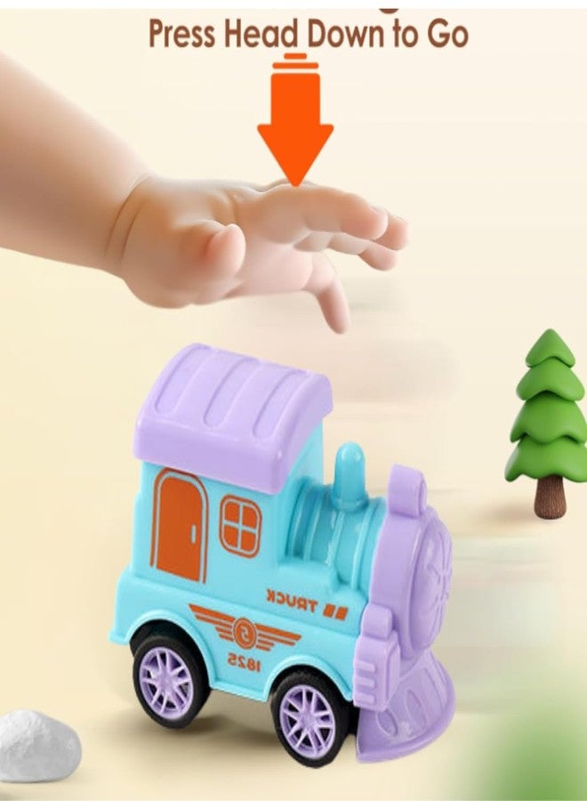VRION Push and Go Train Toy Set, Press & Go Friction-Powered Train 1-5 Years - Mini Racing, Push & Go Vehicle for Early Learning, Motor Skill, Fun Toy for Toddlers & Kids - Pack of 4 Pieces - Image 4